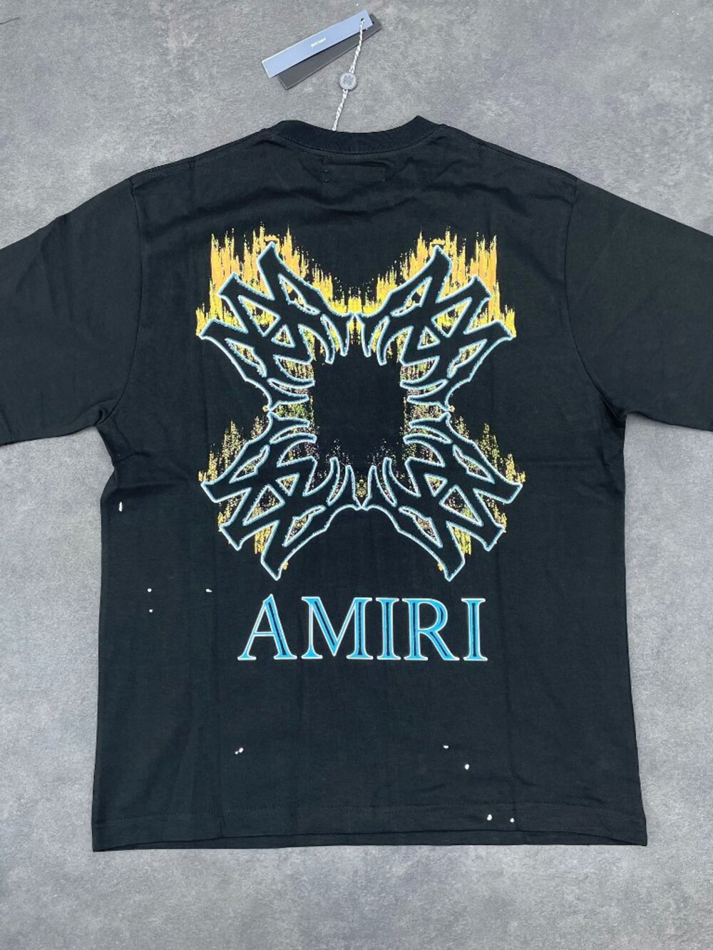 AMIRI Men’s Black Graphic Logo Paint Splatter T-Shirt- Size XL